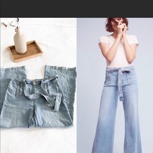 Pilcro Anthropologie Belted High Rise Palazzo Jean